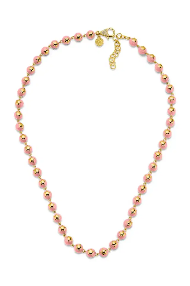 Pink Diamond Bead Necklace