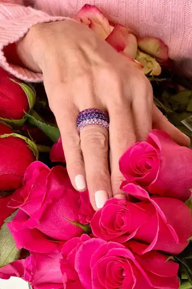 GRAZIELA Pink Sapphire 3 Sided Ring | Thumbnail 4