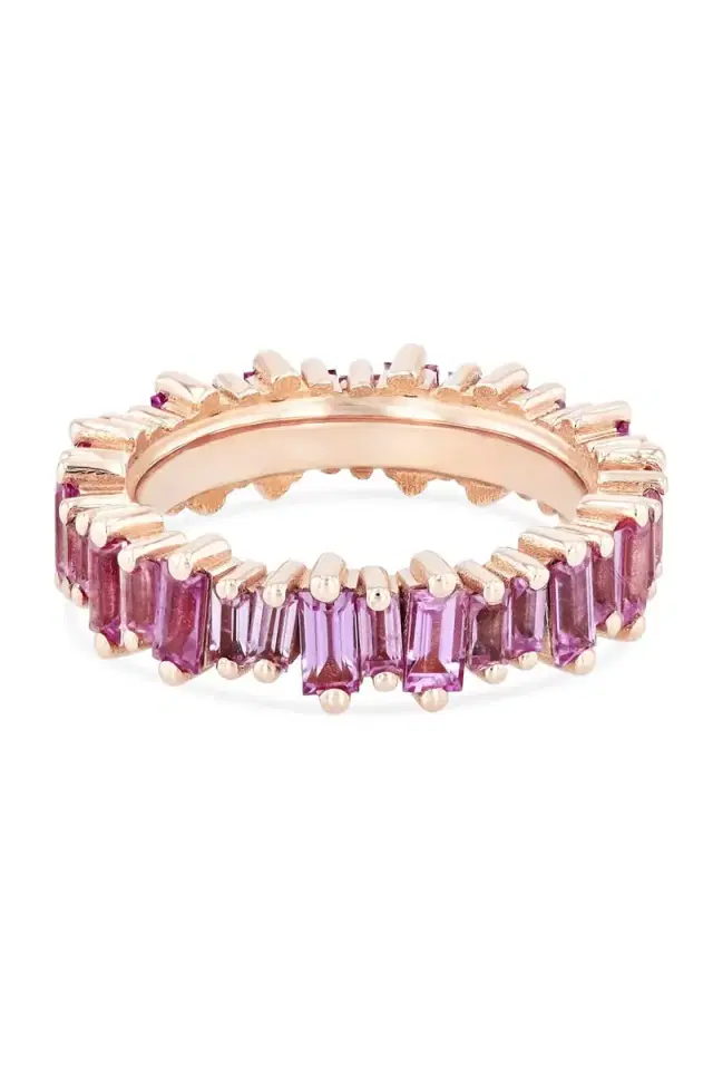 Suzanne Kalan Pink Sapphire Baguette Eternity Band