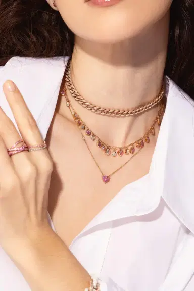 SHAY JEWELRY PINK SAPPHIRE SOLITAIRE HEART NECKLACE | Thumbnail 2