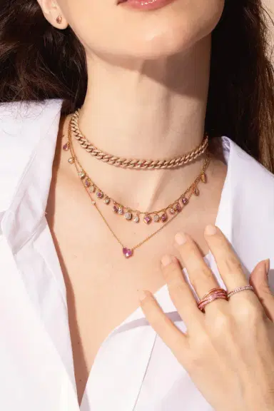 SHAY JEWELRY PINK SAPPHIRE SOLITAIRE HEART NECKLACE | Thumbnail 3