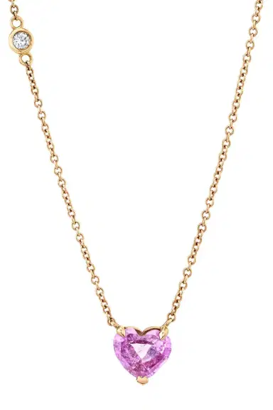 SHAY JEWELRY PINK SAPPHIRE SOLITAIRE HEART NECKLACE | Thumbnail 1