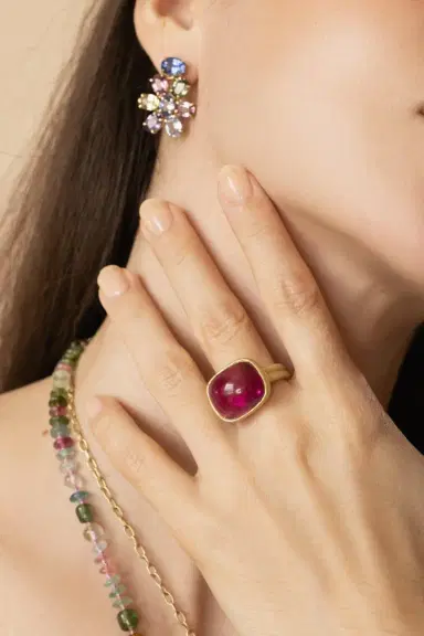 LEIGH MAXWELL Pink Tourmaline Scallop Ring | Thumbnail 3