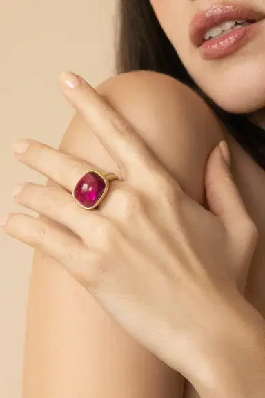 LEIGH MAXWELL Pink Tourmaline Scallop Ring | Thumbnail 4