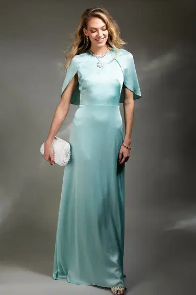 Lela Rose Plisse Chiffon Capelet Gown | Thumbnail 3