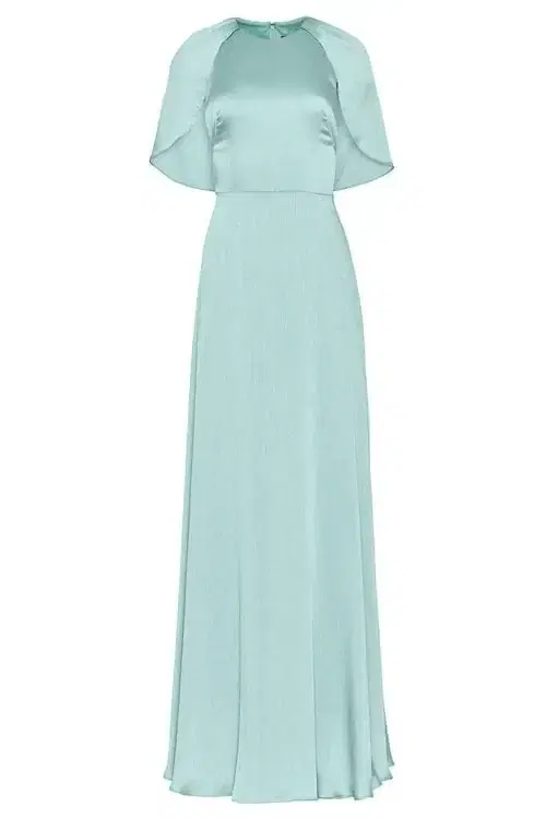 Lela Rose Plisse Chiffon Capelet Gown