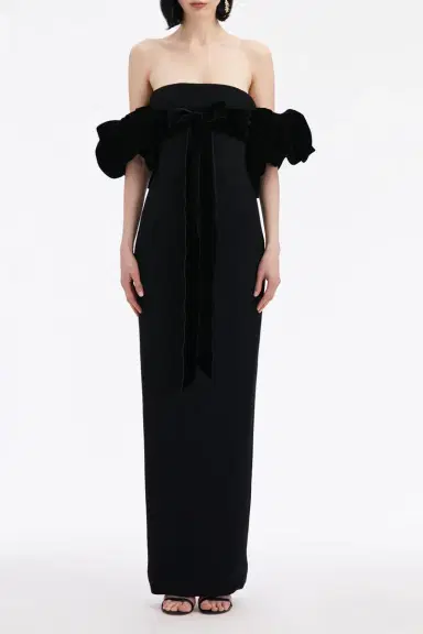 Oscar de la Renta Puff Sleeve Column Gown | Thumbnail 2