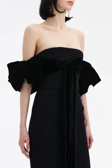 Oscar de la Renta Puff Sleeve Column Gown | Thumbnail 3