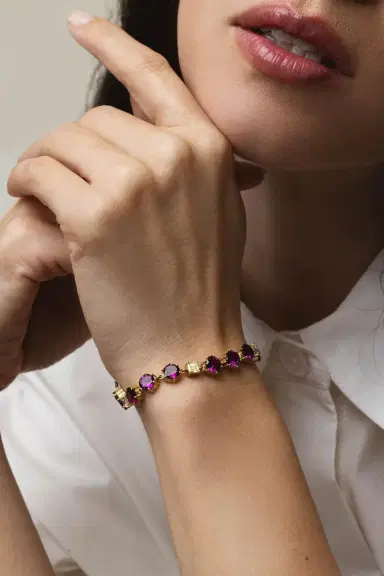 Sylva & Cie Purple Rhodolite Asher Diamond Tennis Bracelet | Thumbnail 5