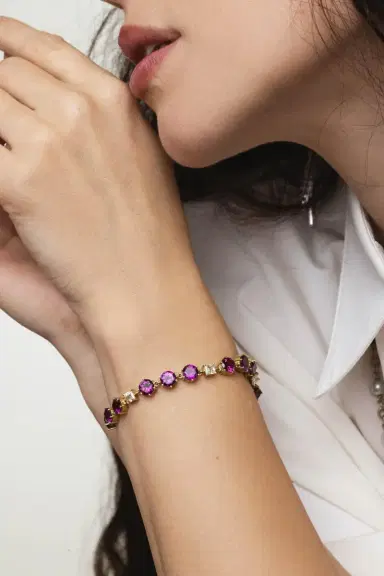 Sylva & Cie Purple Rhodolite Asher Diamond Tennis Bracelet | Thumbnail 6