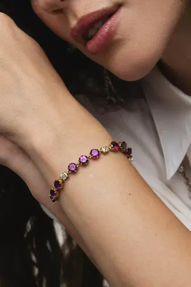 Sylva & Cie Purple Rhodolite Asher Diamond Tennis Bracelet | Thumbnail 7