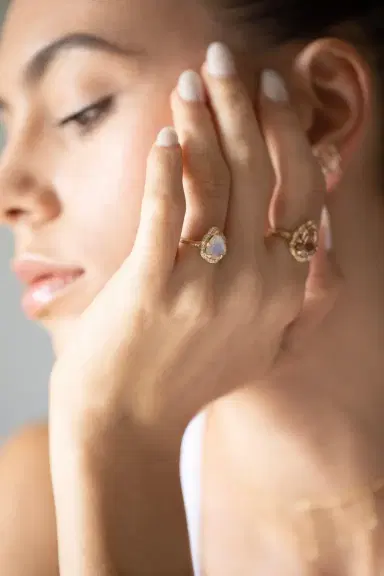 LOGAN HOLLOWELL Queen Moonstone Ring with Sprinkled Diamonds | Thumbnail 2