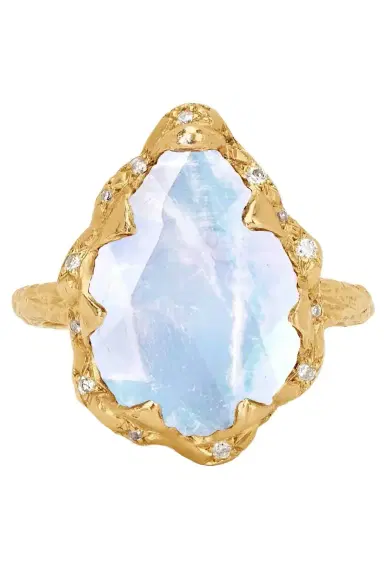 LOGAN HOLLOWELL Queen Moonstone Ring with Sprinkled Diamonds | Thumbnail 1