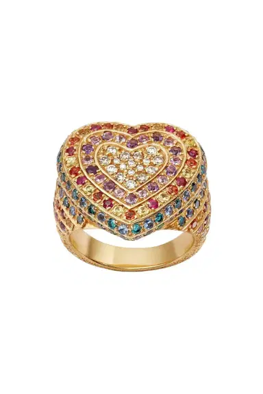 Carolina Bucci Rainbow Pavé Cuore Ring | Thumbnail 1