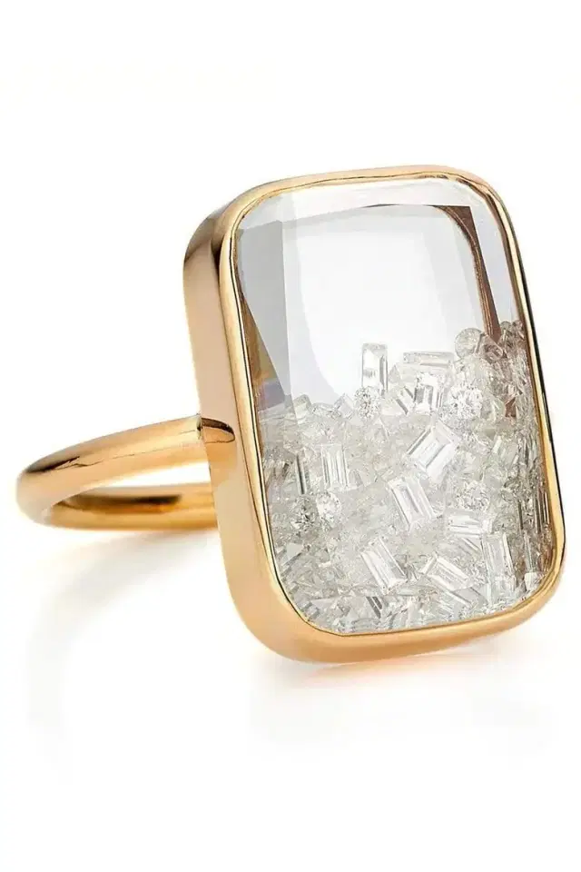 Rectangular Diamond Shaker Ring