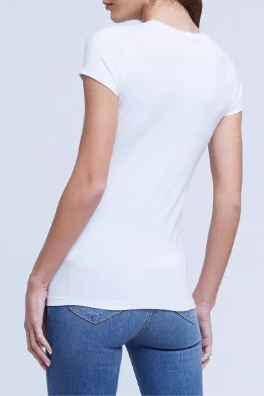 L'Agence Ressi Micro Rib Tee - White | Thumbnail 3