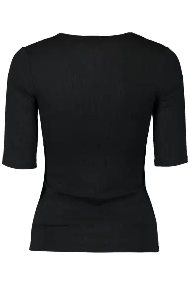 Vince Rib Elbow Sleeve Henley - Black | Thumbnail 4