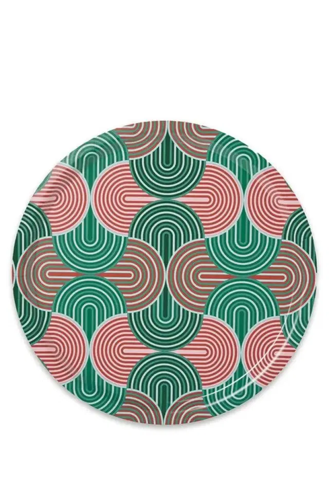 Round Printed Tray - Verde