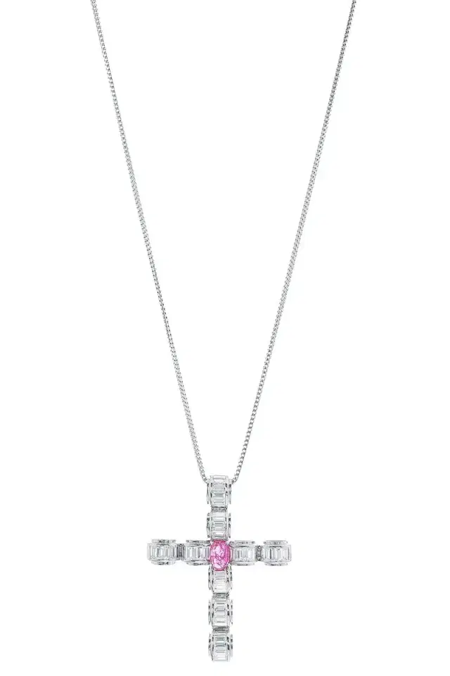 ALEXANDER LAUT Ruby Diamond Cross Necklace