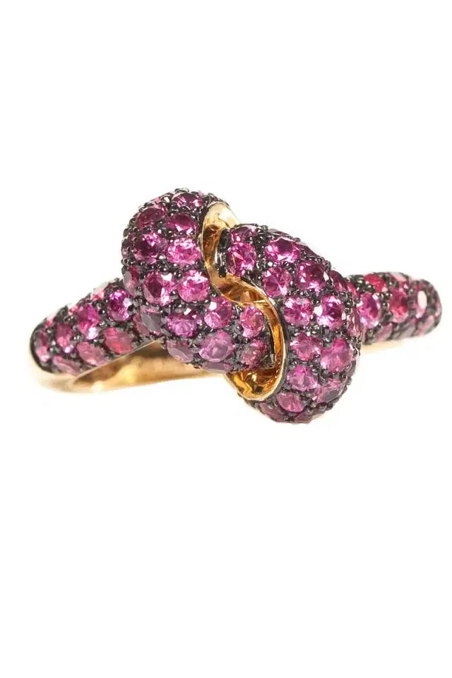 THE LOVE KNOT BY CORALIE Ruby Love Knot Ring
