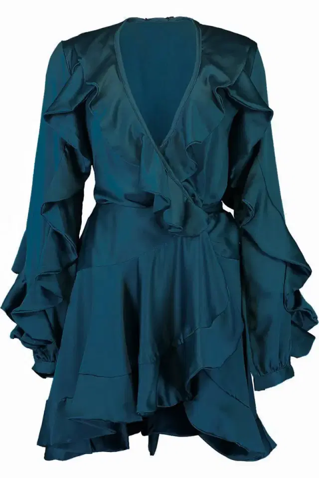PatBo Ruffle Sleeve Mini Wrap Dress