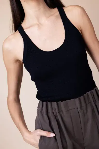 Brunello Cucinelli Scoop Neck Tank - Black | Thumbnail 5