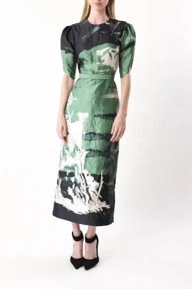 Erdem Short Sleeve Pencil Cocktail Dress | Thumbnail 2