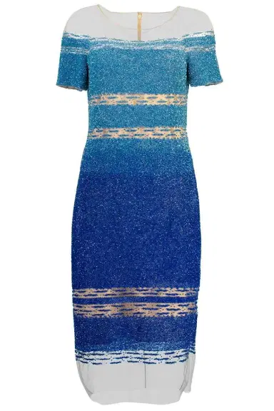 PAMELLA ROLAND Signature Sequin Cocktail Dress - Aqua | Thumbnail 1