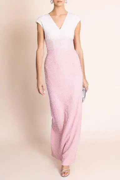 PAMELLA ROLAND Signature Sequin V-Neck Gown - Blush | Thumbnail 2