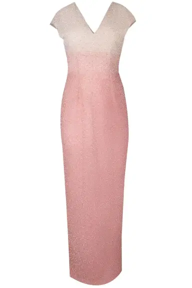PAMELLA ROLAND Signature Sequin V-Neck Gown - Blush | Thumbnail 1