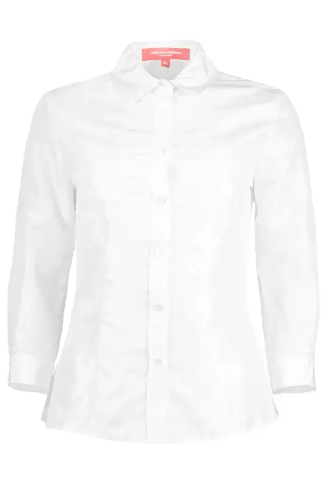 Carolina Herrera Silk Taffeta Collared Shirt - White