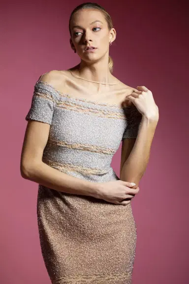 PAMELLA ROLAND Silver & Gold Ombre Sequin Cocktail Dress | Thumbnail 3