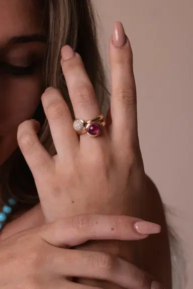 TAMARA COMOLLI Small Rose Tourmaline Bouton Ring | Thumbnail 3 TAMARA COMOLLI Small Rose Tourmaline Bouton Ring | Thumbnail 3