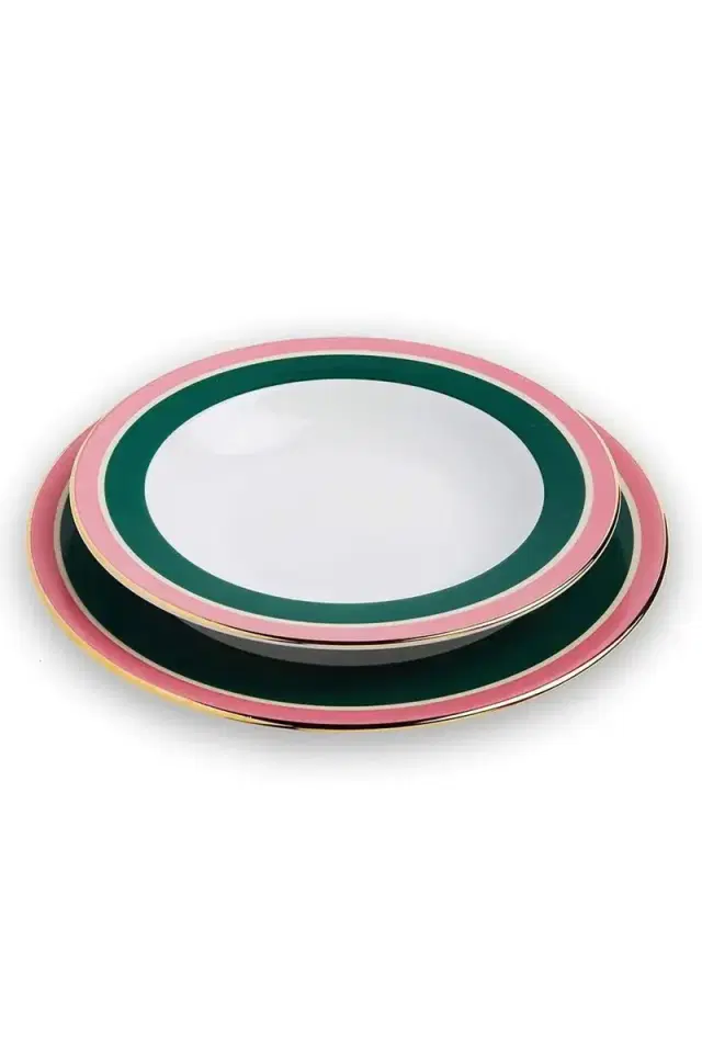 La DoubleJ Soup and Dinner Plates Set Of 2 - Rainbow Verde