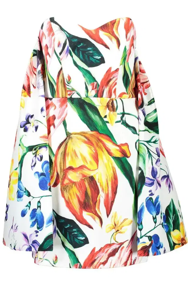 Marchesa Notte Strapless Cape Mini Dress