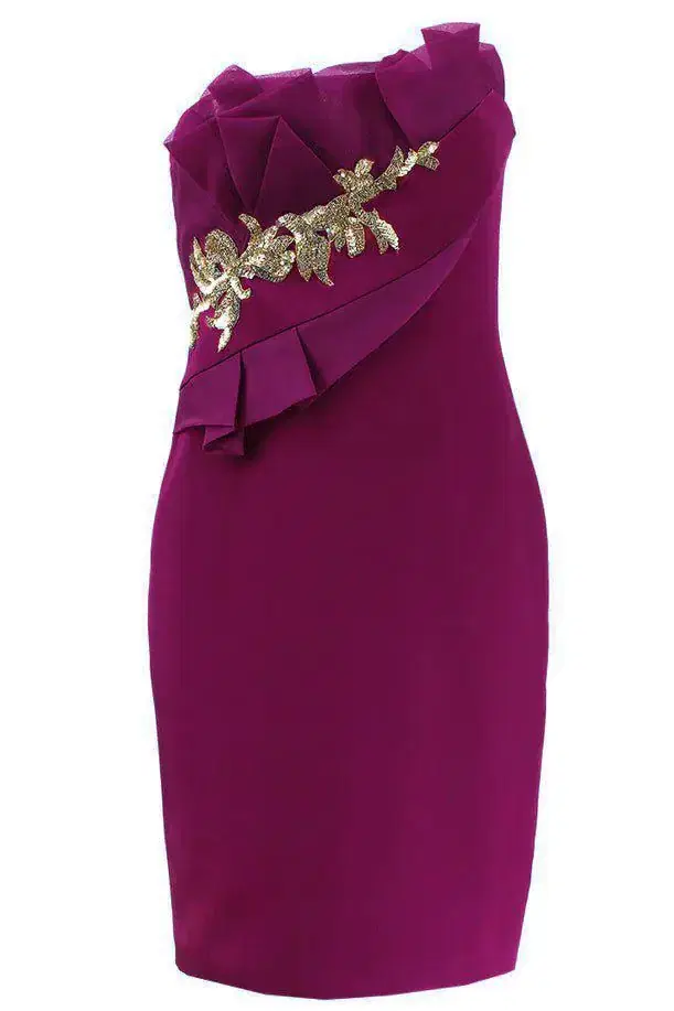 Marchesa Notte Strapless Draped Bodice Dress