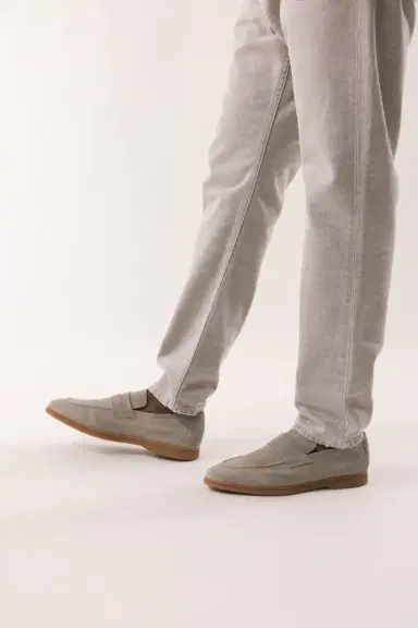 ELEVENTY Suede Loafer - Military | Thumbnail 4