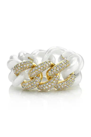 SHAY JEWELRY Triple Diamond Ceramic Link Ring | Thumbnail 7