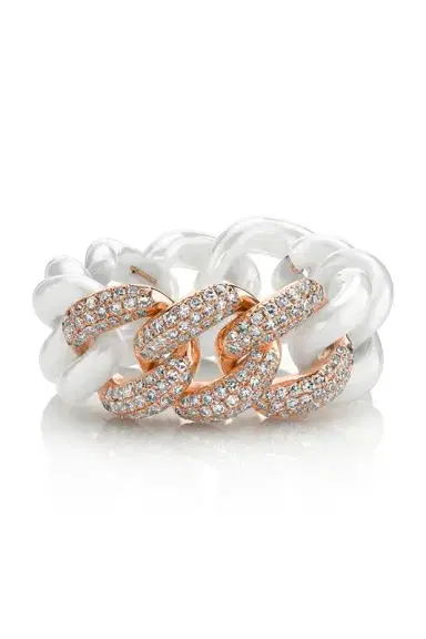 SHAY JEWELRY Triple Diamond Ceramic Link Ring | Thumbnail 1