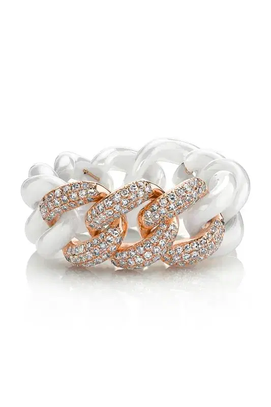 SHAY JEWELRY Triple Diamond Ceramic Link Ring