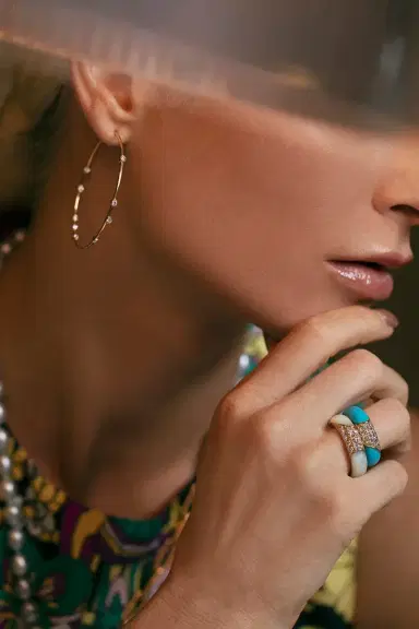 Uniform Object Turqouise Pave Diamond Ring | Thumbnail 3