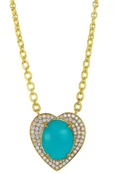 IRENE NEUWIRTH JEWELRY Turquoise and Diamond Heart Necklace | Thumbnail 1