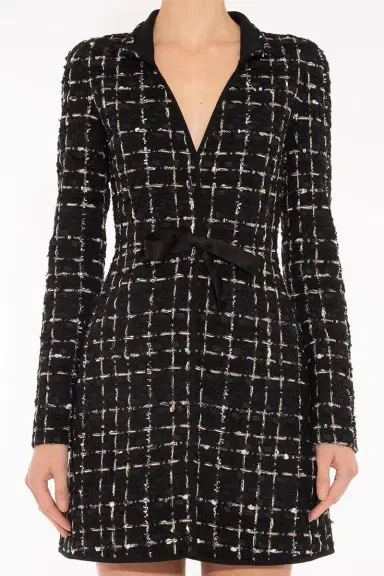 Giambattista Valli Tweed Check Long Sleeve Dress | Thumbnail 2