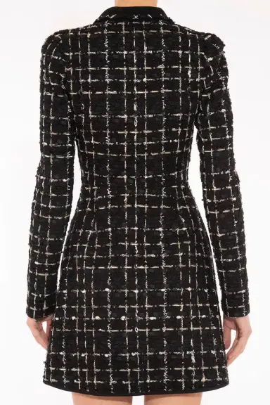 Giambattista Valli Tweed Check Long Sleeve Dress | Thumbnail 3