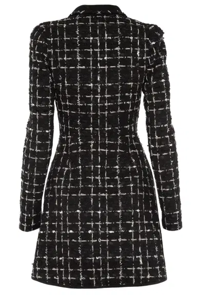 Giambattista Valli Tweed Check Long Sleeve Dress | Thumbnail 4