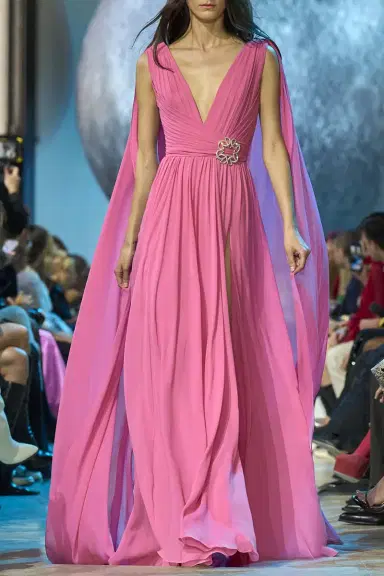 Elie Saab V Neck Cape Gown | Thumbnail 2