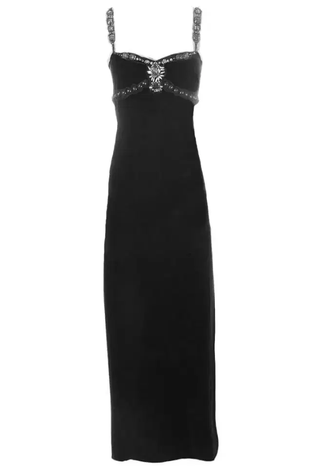 Velvet Beaded Detail Gown