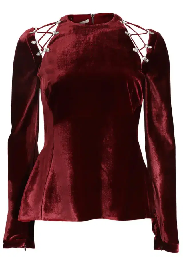 ANTONIO BERARDI Velvet Tie Shoulder Top