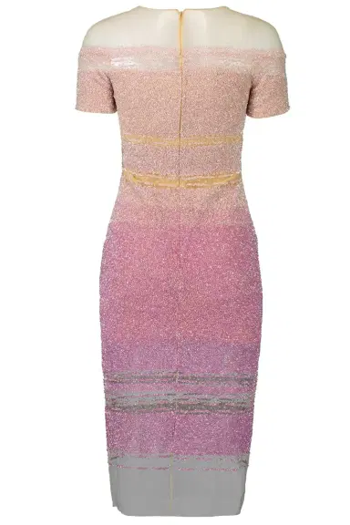 PAMELLA ROLAND White & Lilac Ombre Sequin Cocktail Dress | Thumbnail 4