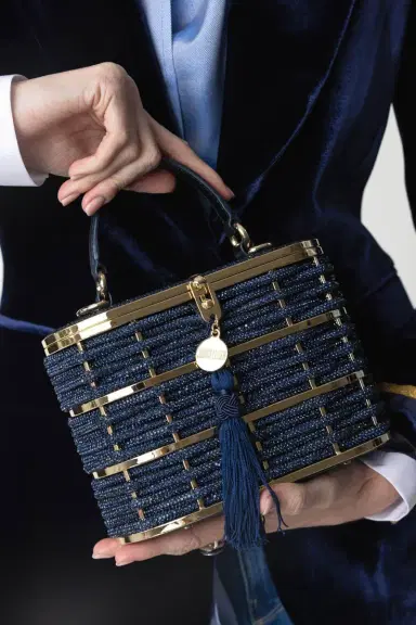 Judith Leiber Willow Top Handle Bag - Champagne Indigo | Thumbnail 3